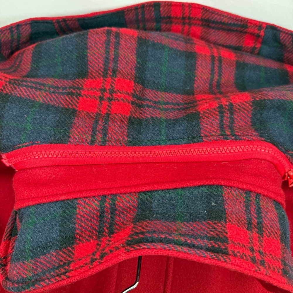 Eddie Bauer Red Wool Blend Plaid Lined Removable Hooded Jacket Size‎ 15 16 Large - Picture 7 of 13